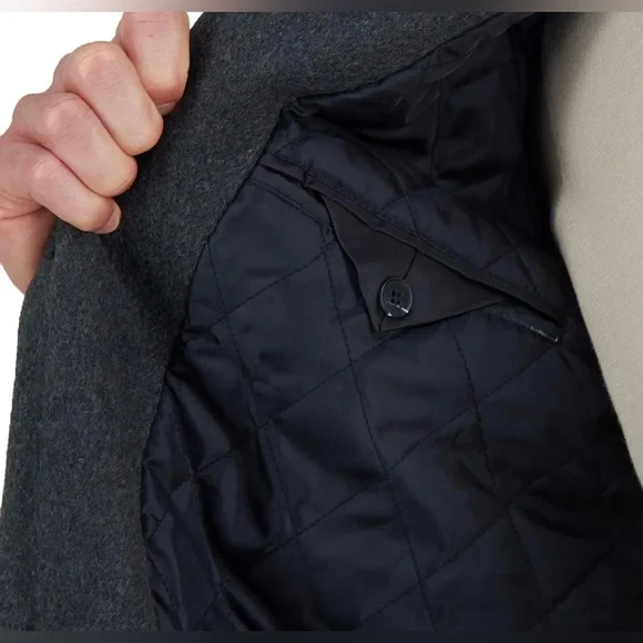 NWT Haggar Men's Mid-Length Single Breasted Brushed Twill Topcoat Size Medium - Picture 4 of 10